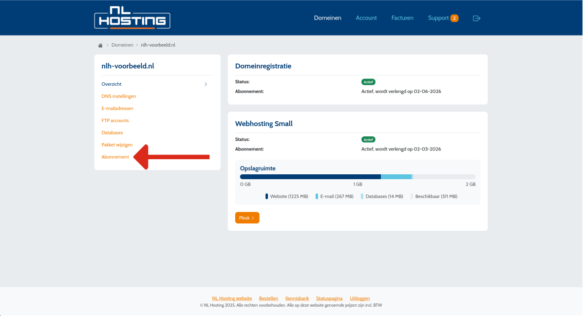 Stap 2: Domein opzeggen