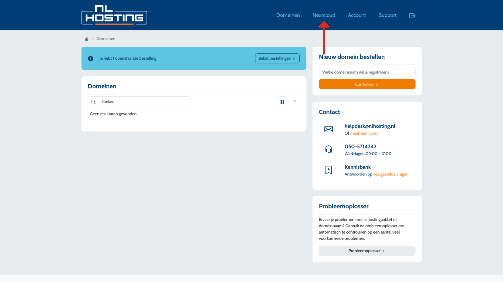 Stap 1: Inloggen nextcloud
